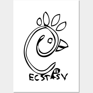 Ecstasy Doodle Black Posters and Art